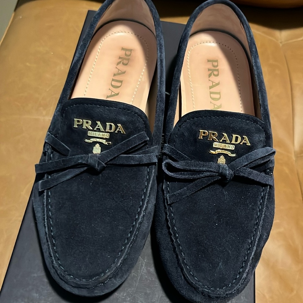 Prada driving loafers. Blue suede